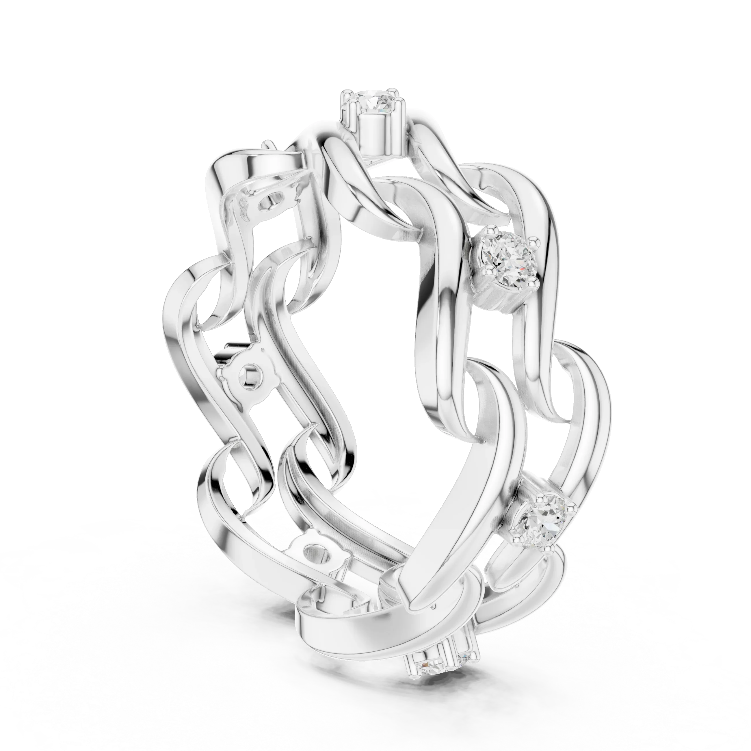 14K White Gold 0.25 CTW Round Moissanite Infinity Swirl Stacking Ring