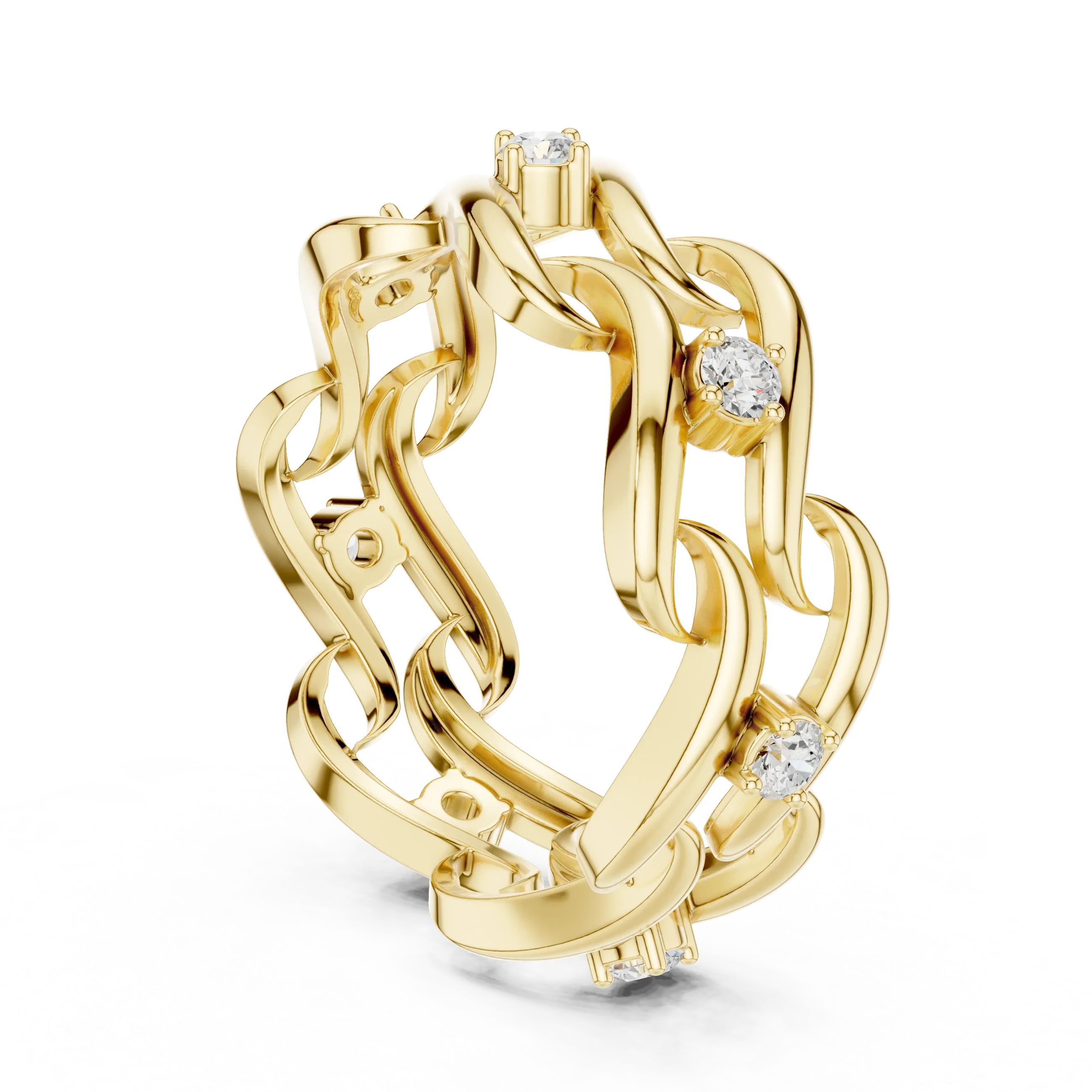14K White Gold 0.25 CTW Round Moissanite Infinity Swirl Stacking Ring