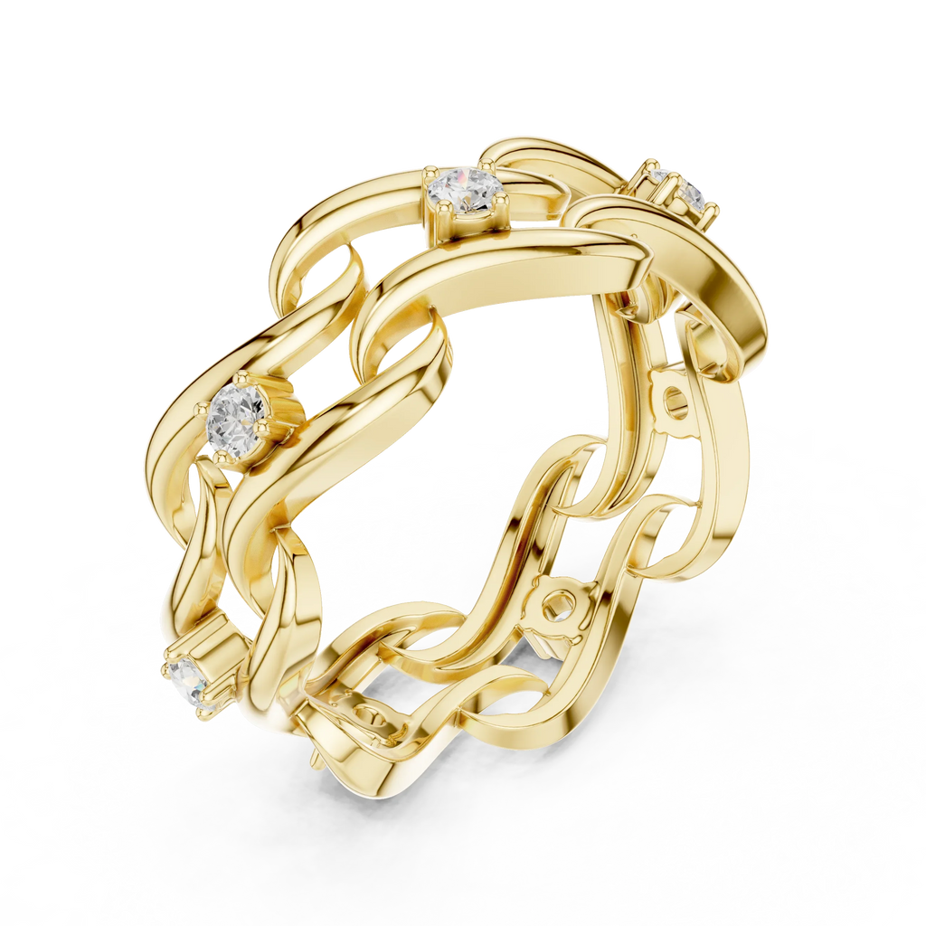 14K White Gold 0.25 CTW Round Moissanite Infinity Swirl Stacking Ring