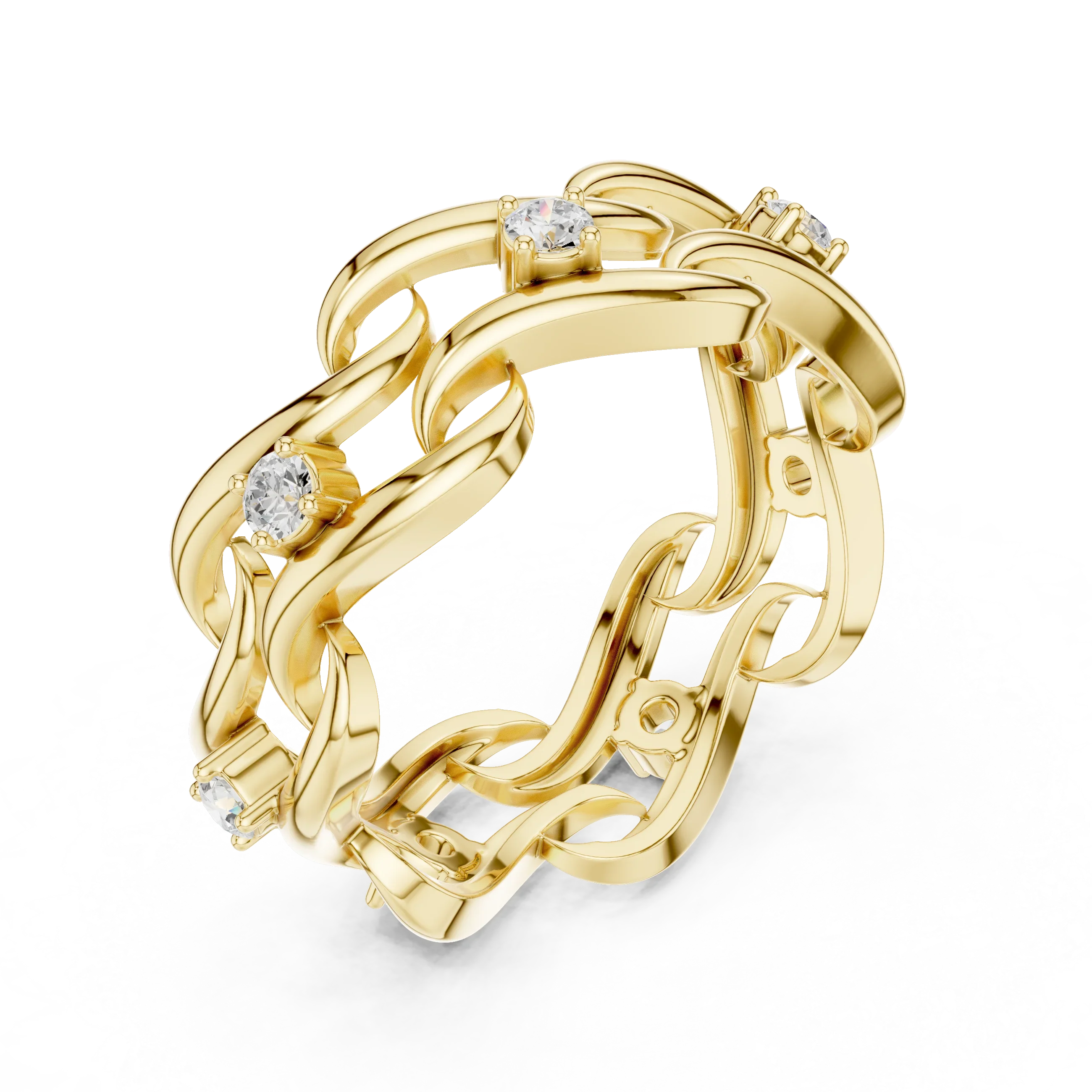 14K White Gold 0.25 CTW Round Moissanite Infinity Swirl Stacking Ring