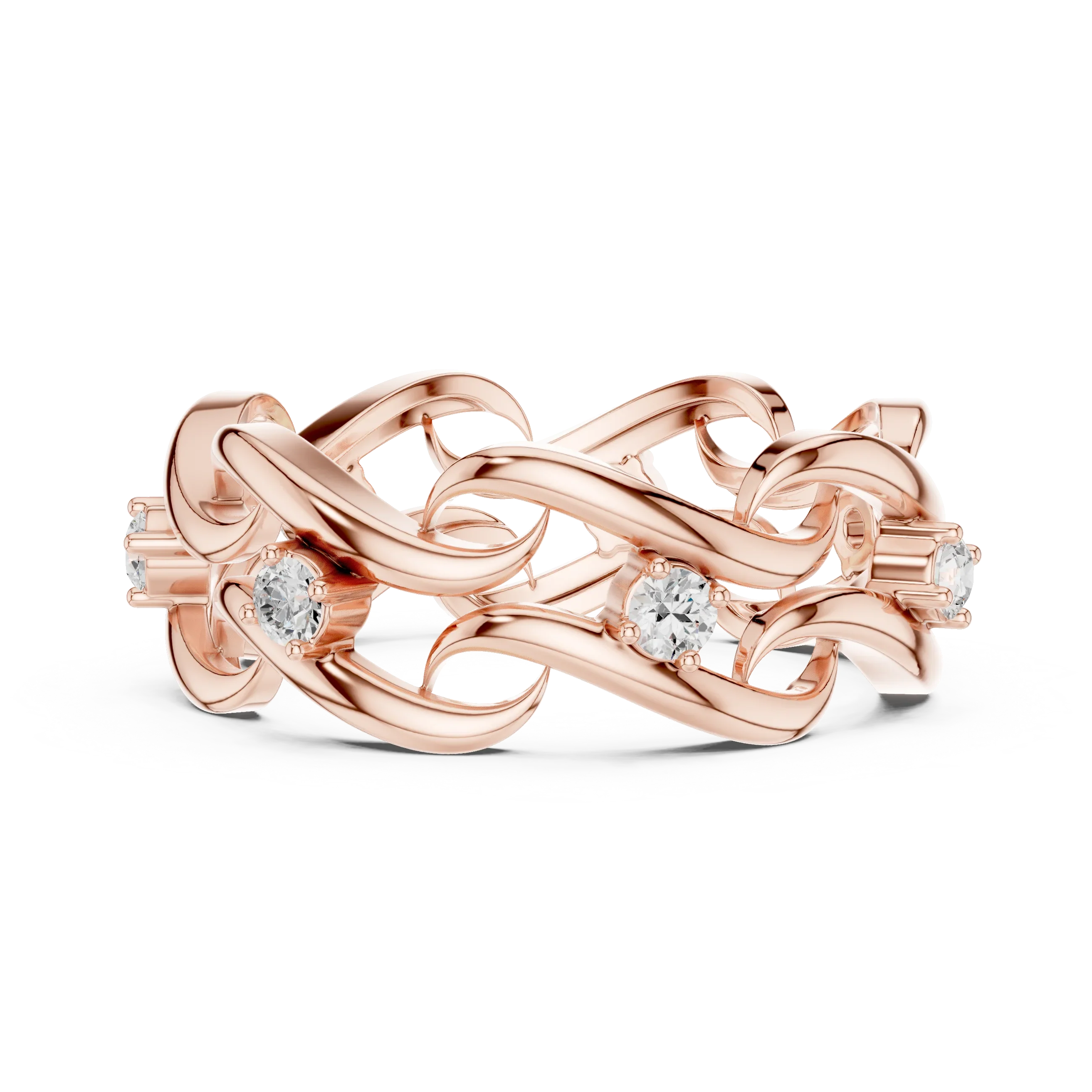 14K White Gold 0.25 CTW Round Moissanite Infinity Swirl Stacking Ring