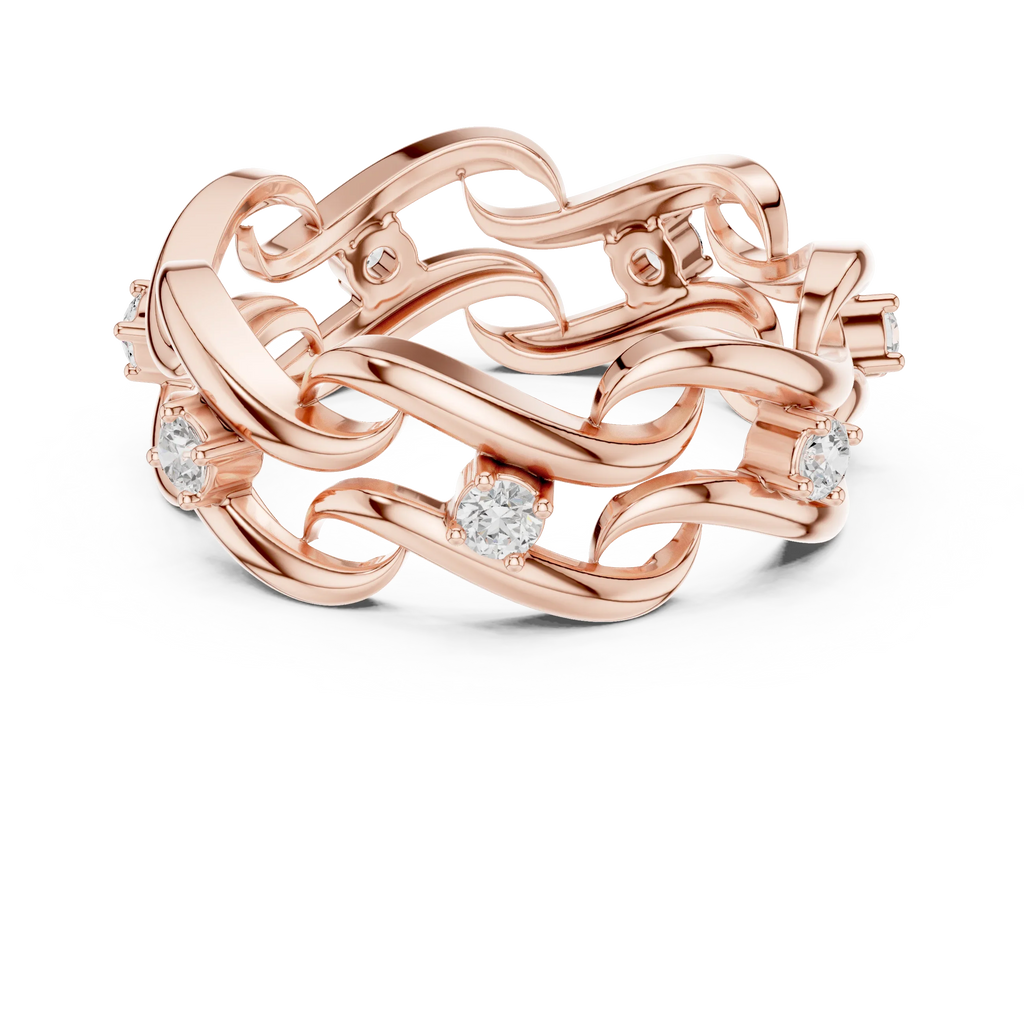 14K White Gold 0.25 CTW Round Moissanite Infinity Swirl Stacking Ring