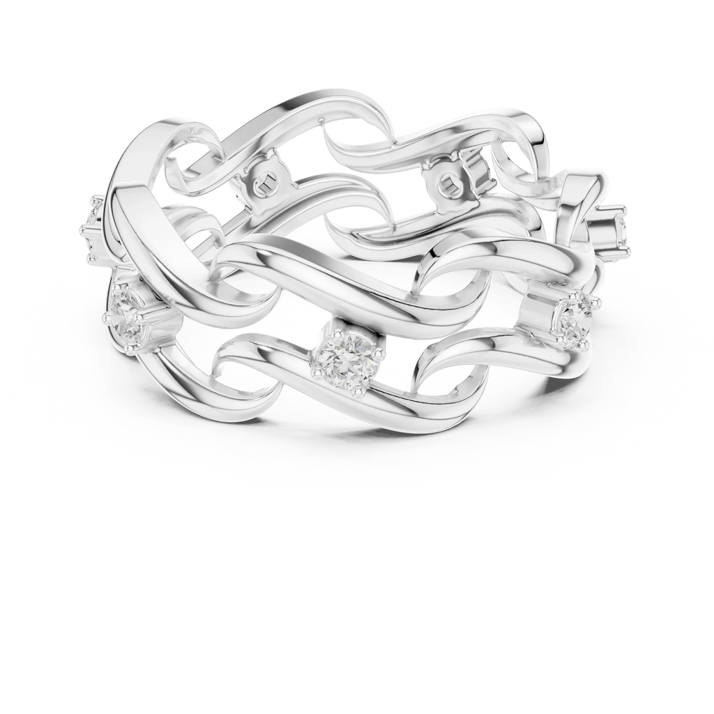 14K White Gold 0.25 CTW Round Moissanite Infinity Swirl Stacking Ring