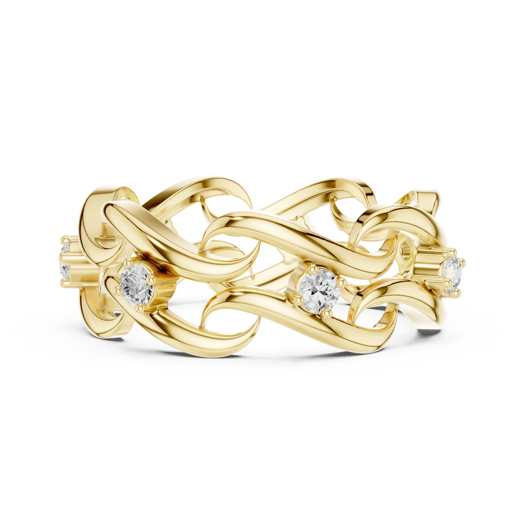 14K White Gold 0.25 CTW Round Moissanite Infinity Swirl Stacking Ring