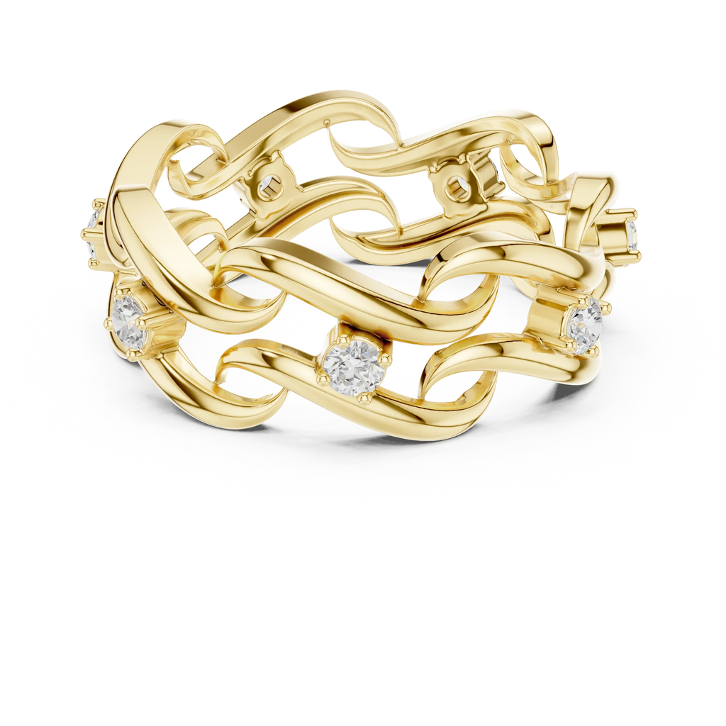 14K White Gold 0.25 CTW Round Moissanite Infinity Swirl Stacking Ring