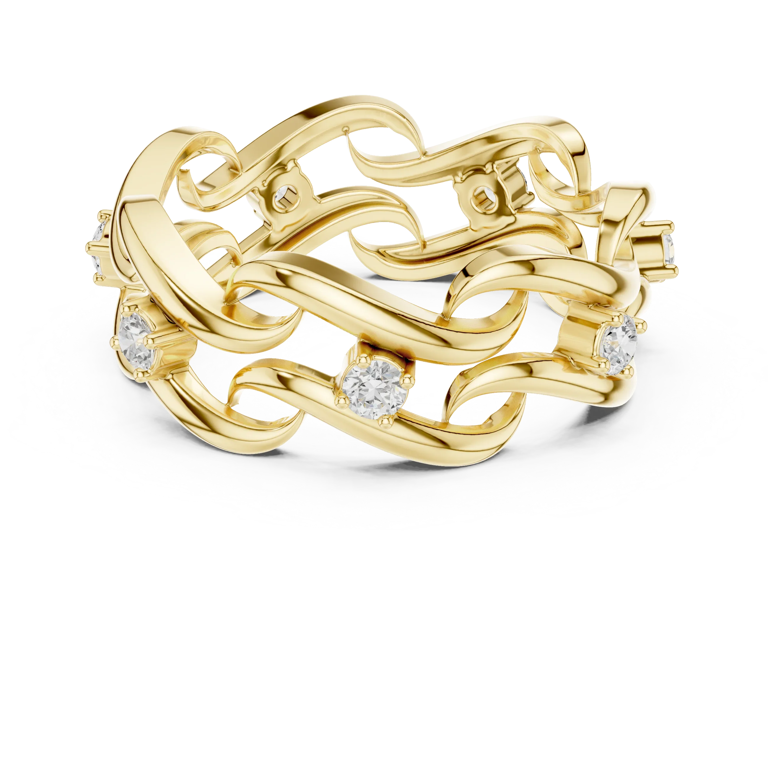 14K White Gold 0.25 CTW Round Moissanite Infinity Swirl Stacking Ring