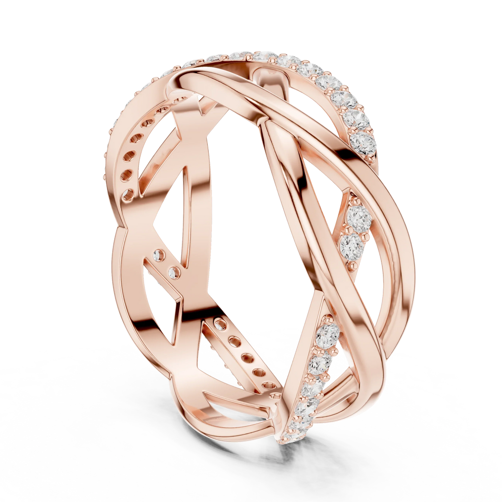 0.38 CTW Criss Cross Infinity 10K Gold D Color Round Lab Diamond Wedding Band