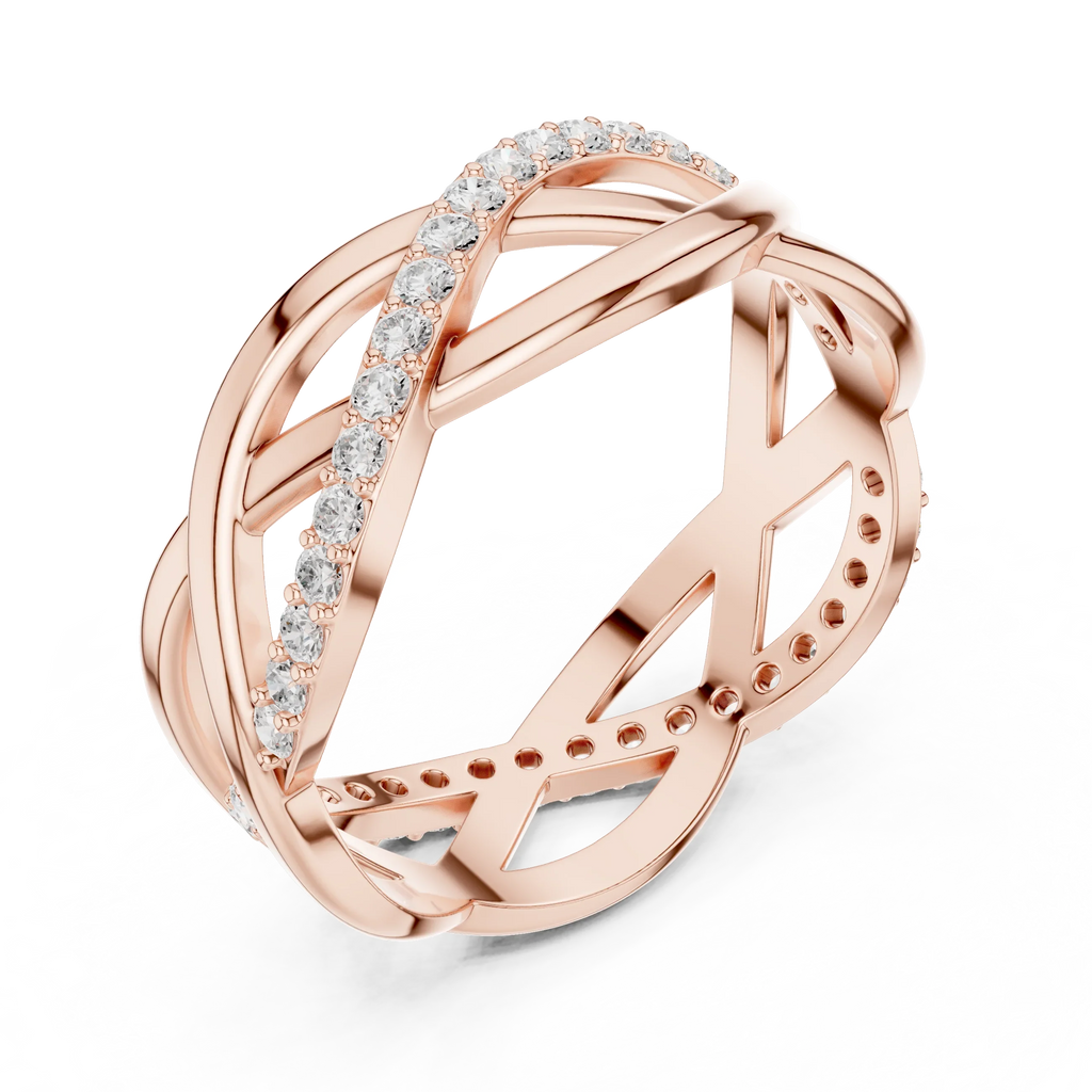0.38 CTW Criss Cross Infinity 10K Gold D Color Round Lab Diamond Wedding Band