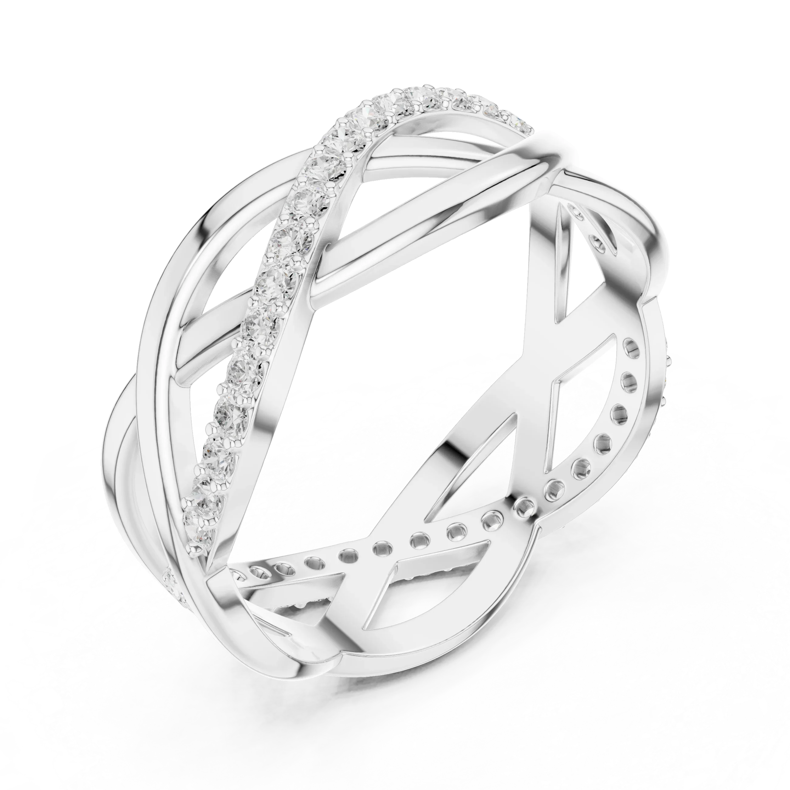 0.38 CTW Criss Cross Infinity 10K Gold D Color Round Lab Diamond Wedding Band