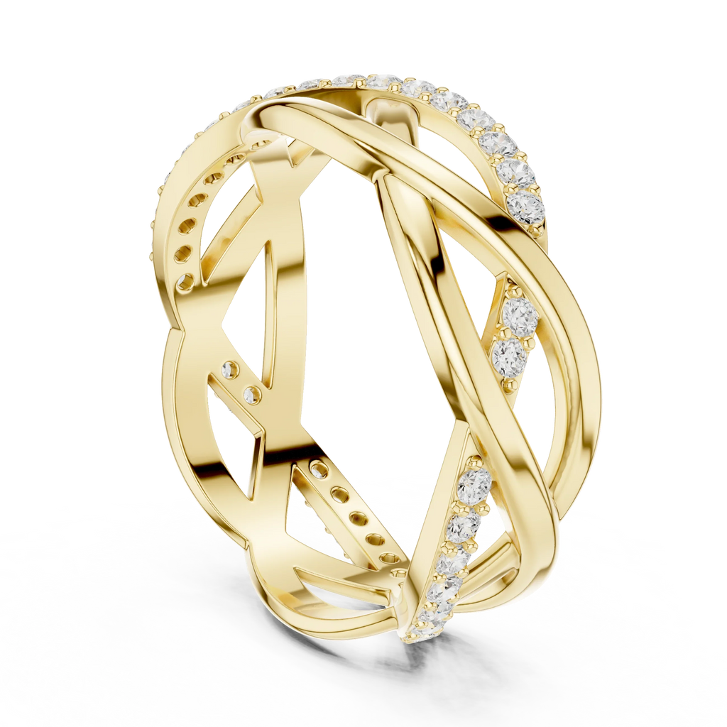 0.38 CTW Criss Cross Infinity 10K Gold D Color Round Lab Diamond Wedding Band