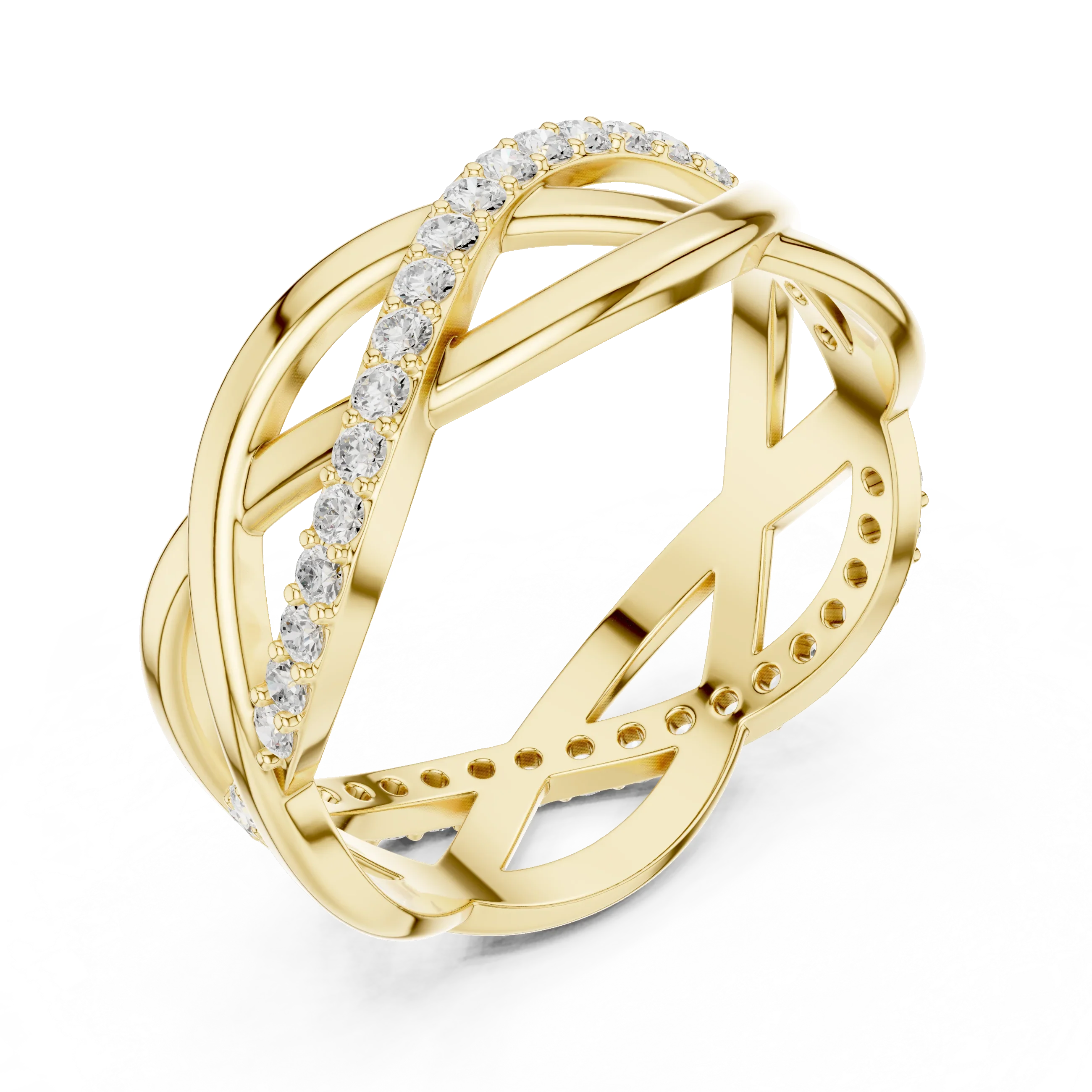 0.38 CTW Criss Cross Infinity 10K Gold D Color Round Lab Diamond Wedding Band