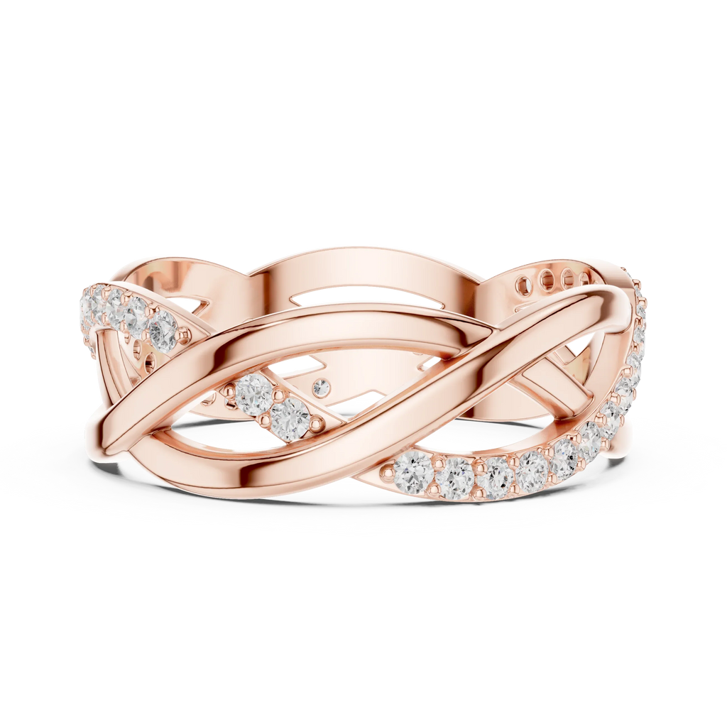 0.38 CTW Criss Cross Infinity 10K Gold D Color Round Lab Diamond Wedding Band