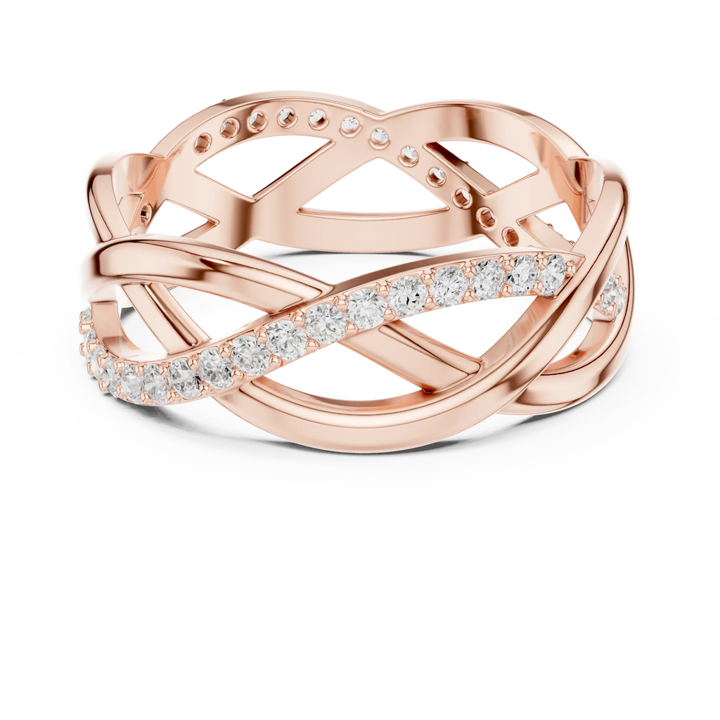 0.38 CTW Criss Cross Infinity 10K Gold D Color Round Lab Diamond Wedding Band