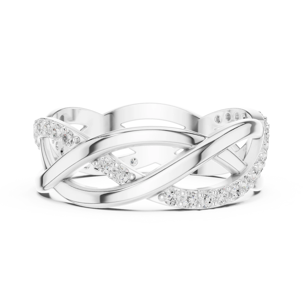 0.38 CTW Criss Cross Infinity 10K Gold D Color Round Lab Diamond Wedding Band