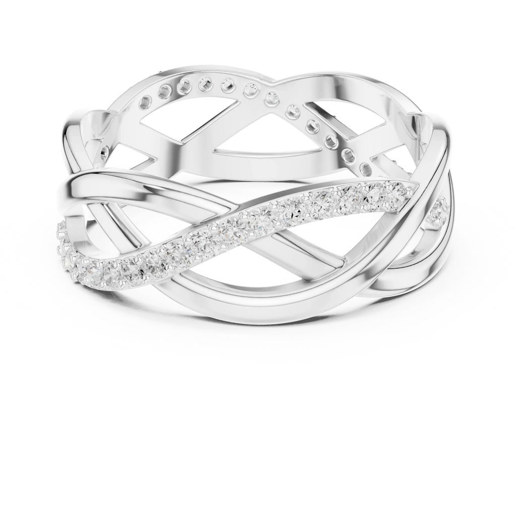 0.38 CTW Criss Cross Infinity 10K Gold D Color Round Lab Diamond Wedding Band