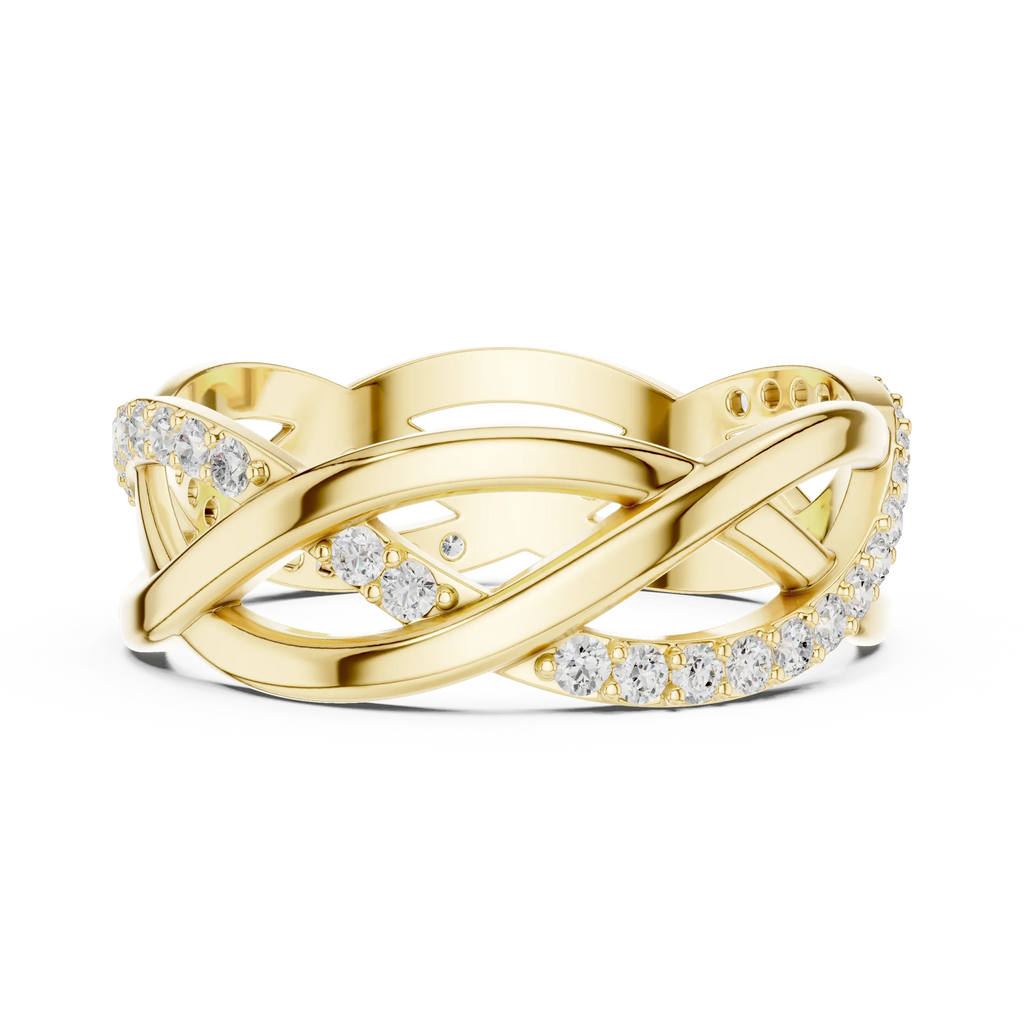 0.38 CTW Criss Cross Infinity 10K Gold D Color Round Lab Diamond Wedding Band
