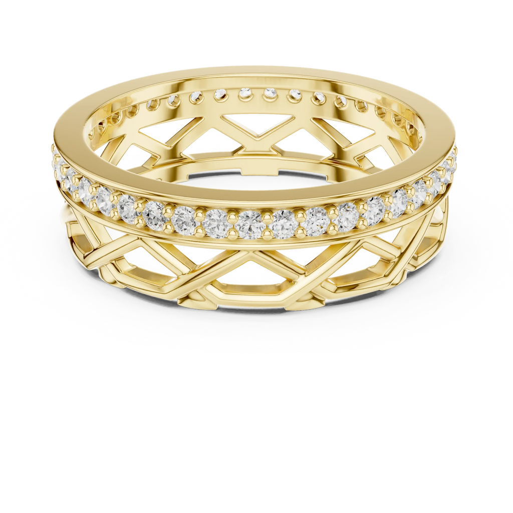 Geometric Lattice 0.41 CTW 14K Gold Round Moissanite Eternity Band