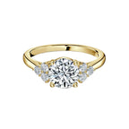 Round Cut Cluster Side Stone Engagement Ring