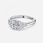Round Cut Cluster Side Stone Engagement Ring