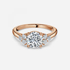 Round Cut Cluster Side Stone Engagement Ring