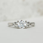 Round Cut Cluster Side Stone Engagement Ring
