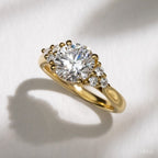 Round Cut Cluster Side Stone Engagement Ring