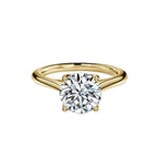 Round Cut Delicate Petal Solitaire Engagement Ring