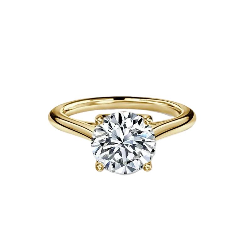 Round Cut Delicate Petal Solitaire Engagement Ring