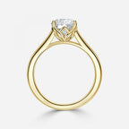 Round Cut Delicate Petal Solitaire Engagement Ring
