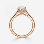Round Cut Delicate Petal Solitaire Engagement Ring
