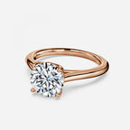 Round Cut Delicate Petal Solitaire Engagement Ring