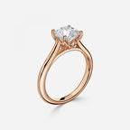 Round Cut Delicate Petal Solitaire Engagement Ring