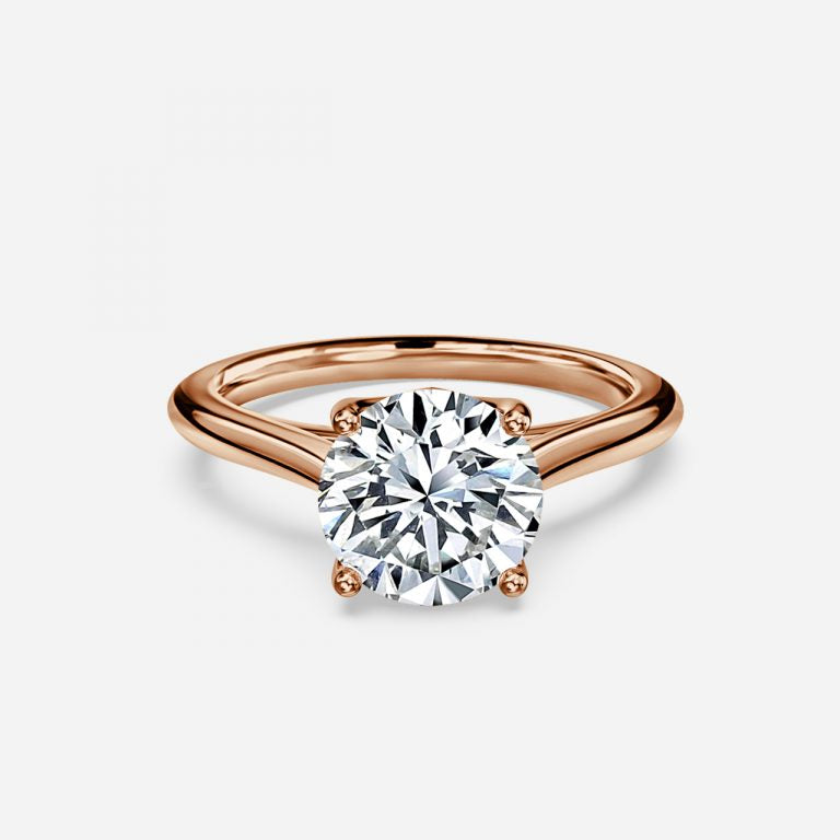 Round Cut Delicate Petal Solitaire Engagement Ring