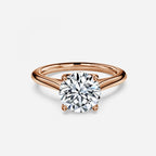 Round Cut Delicate Petal Solitaire Engagement Ring