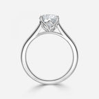 Round Cut Delicate Petal Solitaire Engagement Ring