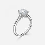 Round Cut Delicate Petal Solitaire Engagement Ring