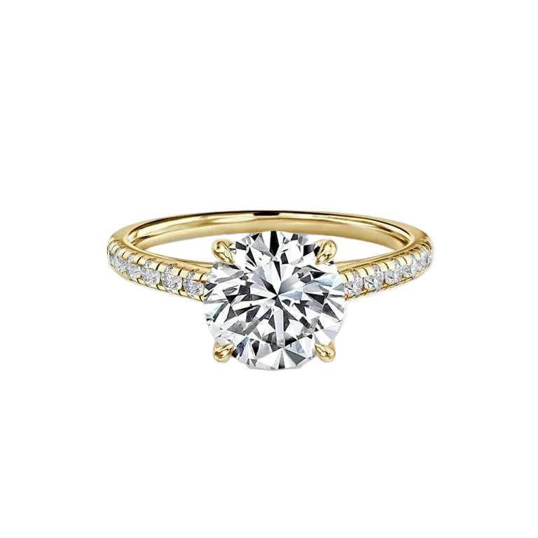 Round Cut Tapered Diamond Engagement Ring