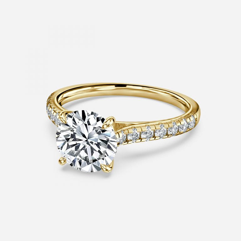 Round Cut Tapered Diamond Engagement Ring