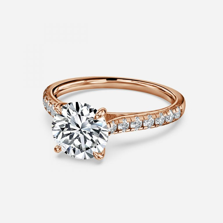 Round Cut Tapered Diamond Engagement Ring