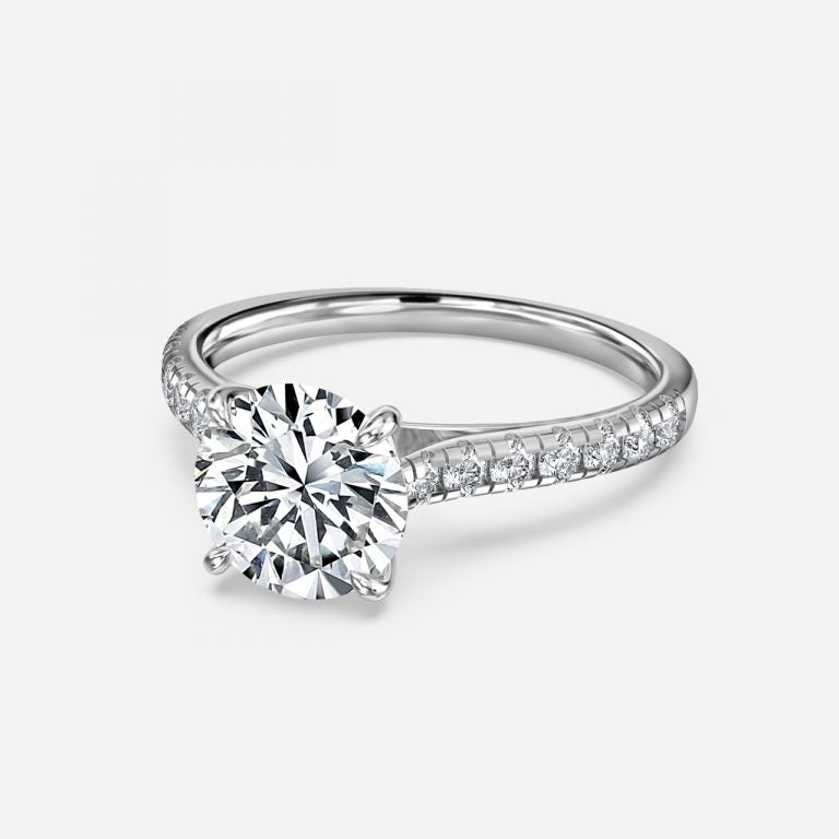 Round Cut Tapered Diamond Engagement Ring