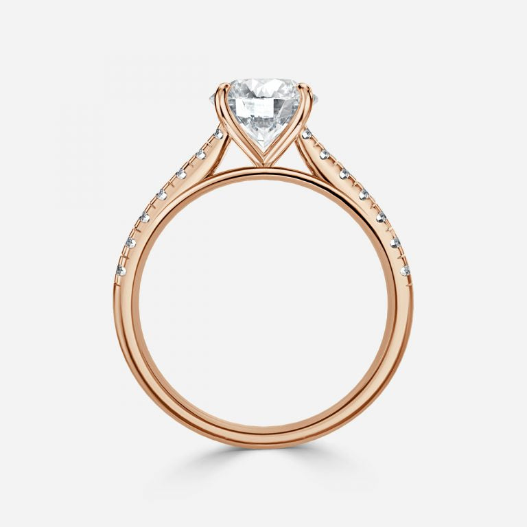 Round Cut Tapered Diamond Engagement Ring