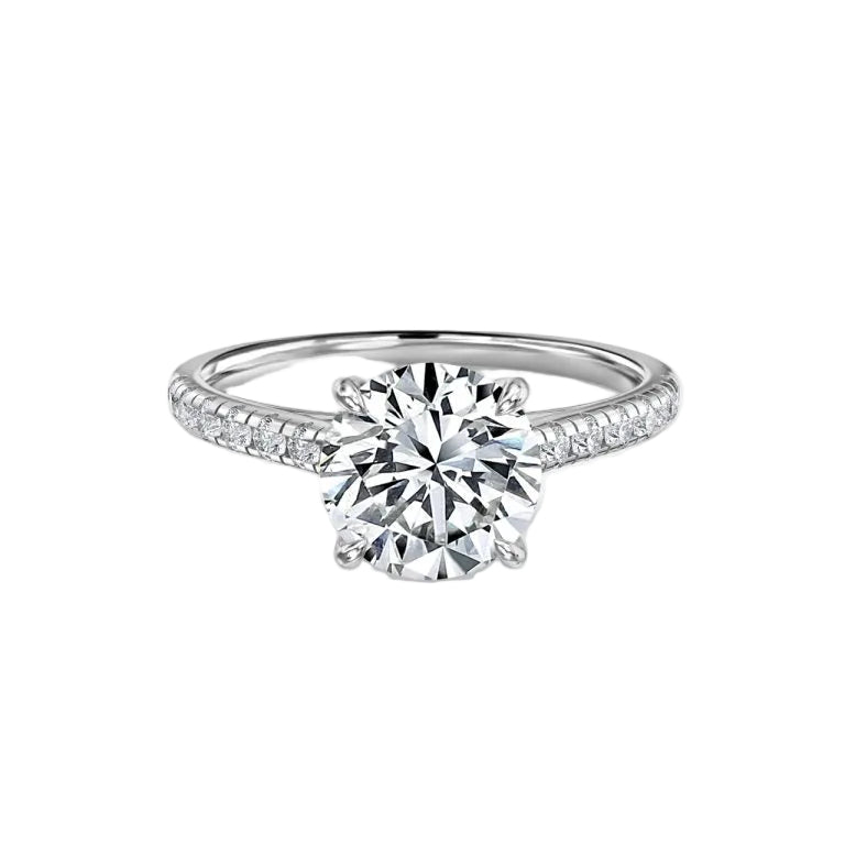 Round Cut Tapered Diamond Engagement Ring