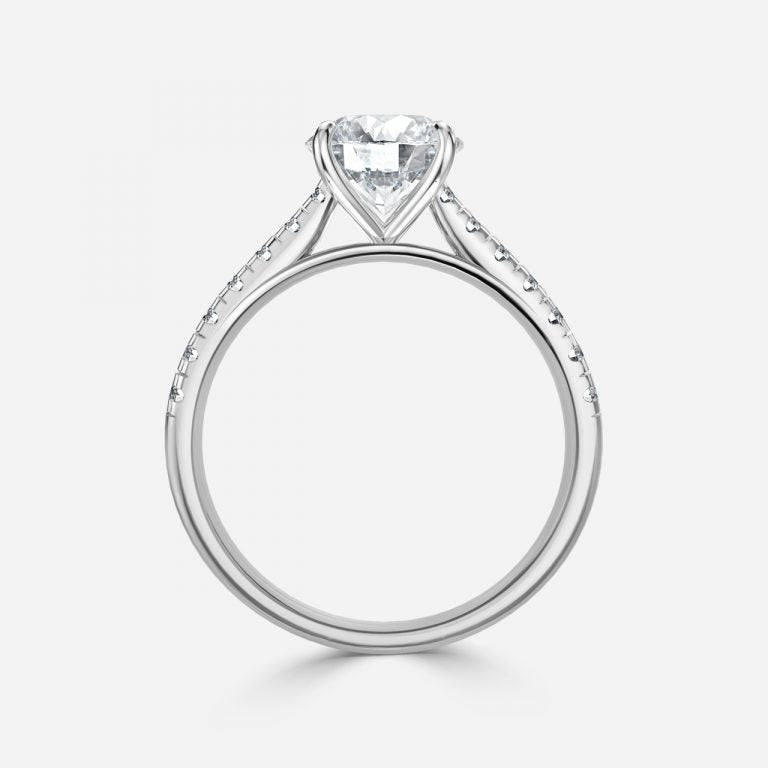 Round Cut Tapered Diamond Engagement Ring