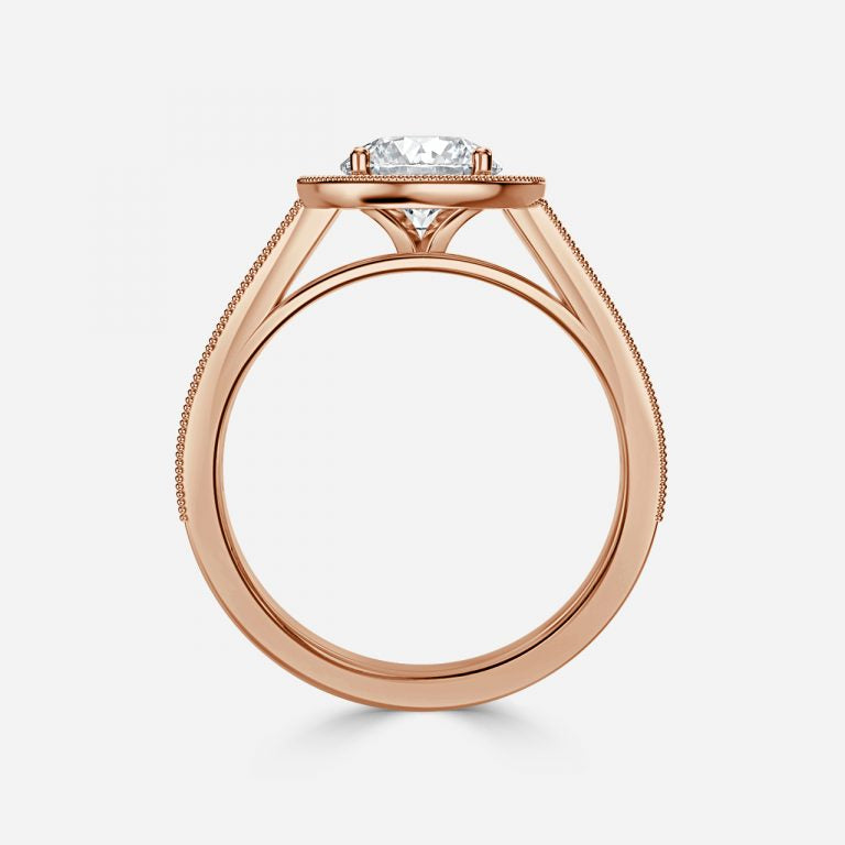 Round Milgrain Set Halo Round Engagement Ring