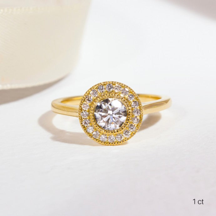 Round Milgrain Set Halo Round Engagement Ring