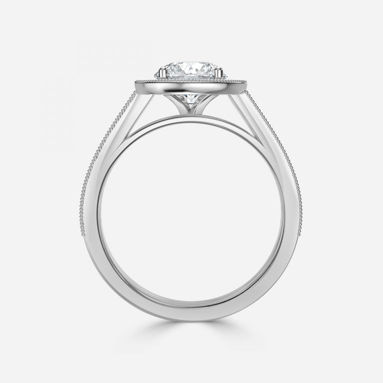 Round Milgrain Set Halo Round Engagement Ring