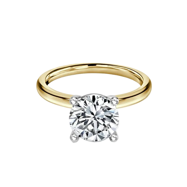 Two Tone Round Solitaire Engagement Ring