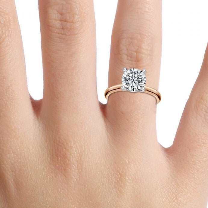 Two Tone Round Solitaire Engagement Ring