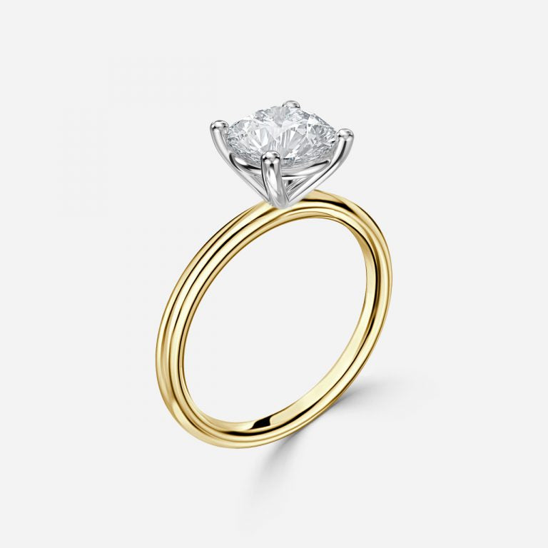 Two Tone Round Solitaire Engagement Ring