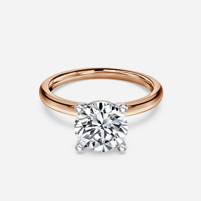 Two Tone Round Solitaire Engagement Ring